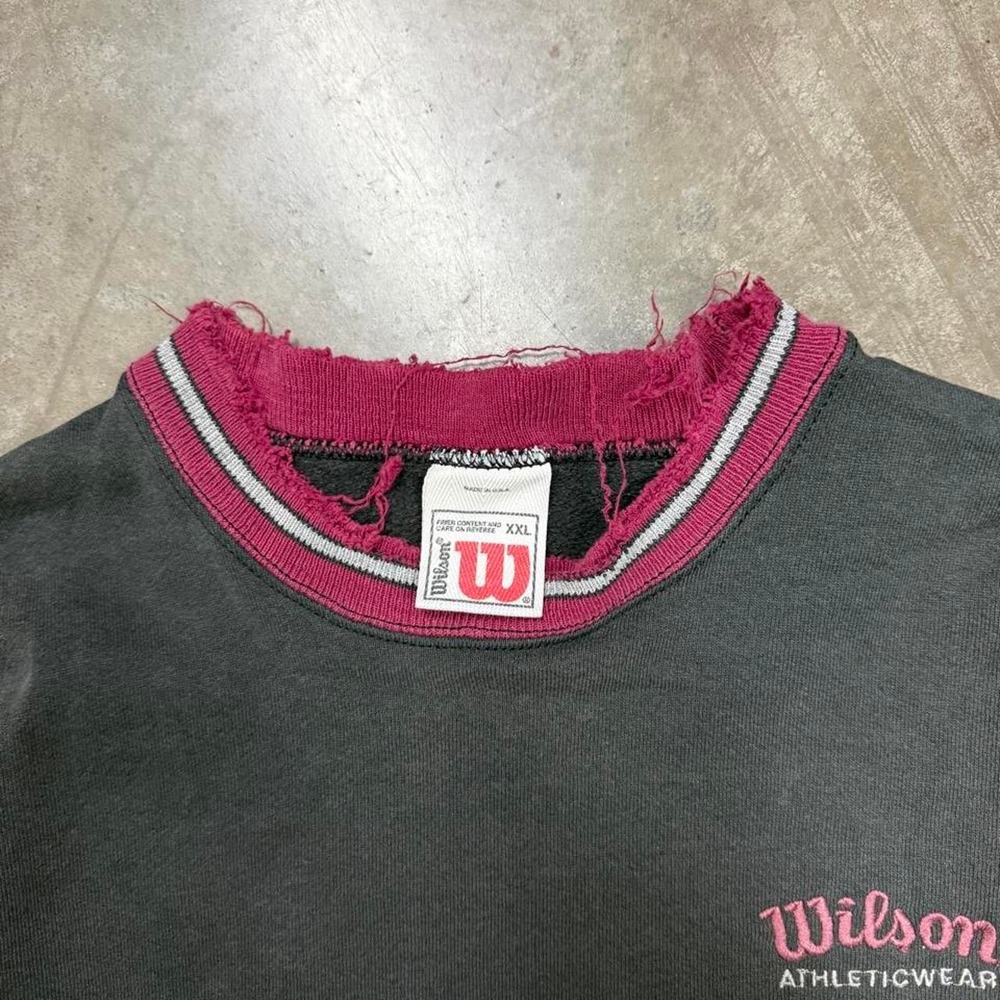 Vintage Wilson Athletic Wear Sweatshirt Mens XXL Faded Black Distressed 90s Crew - Picture 3 of 3